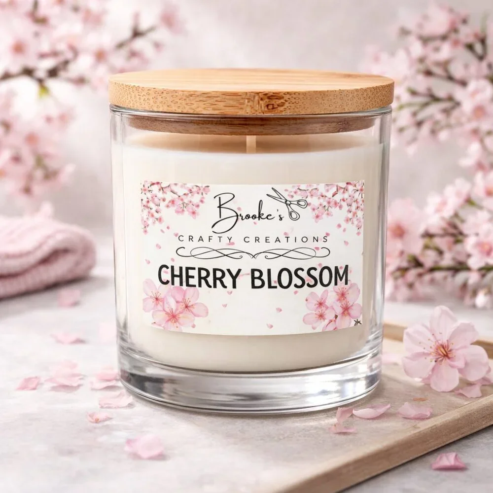 Cherry Blossom Soy Candle – Floral Spring Scent | 10oz 100% Coconut Soy Wax